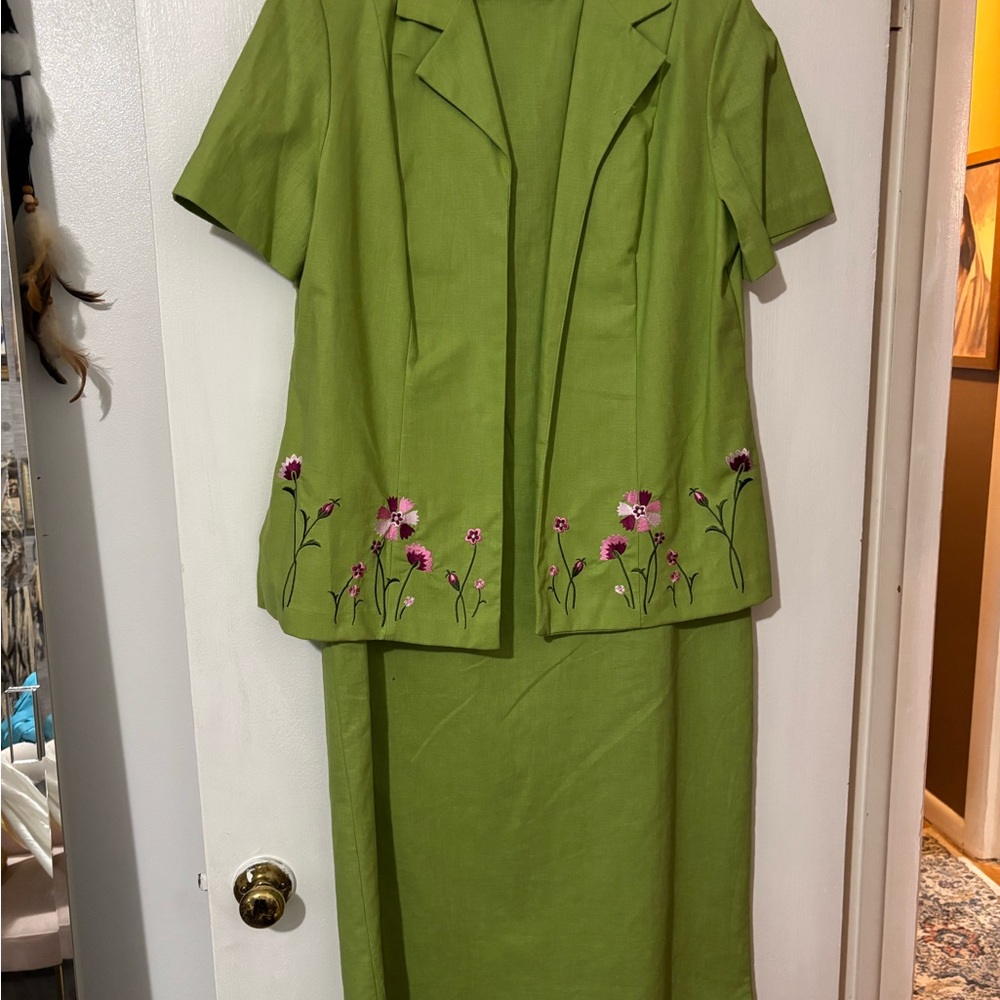 Sag Harbor Green Midi Pencil Skirt Casual